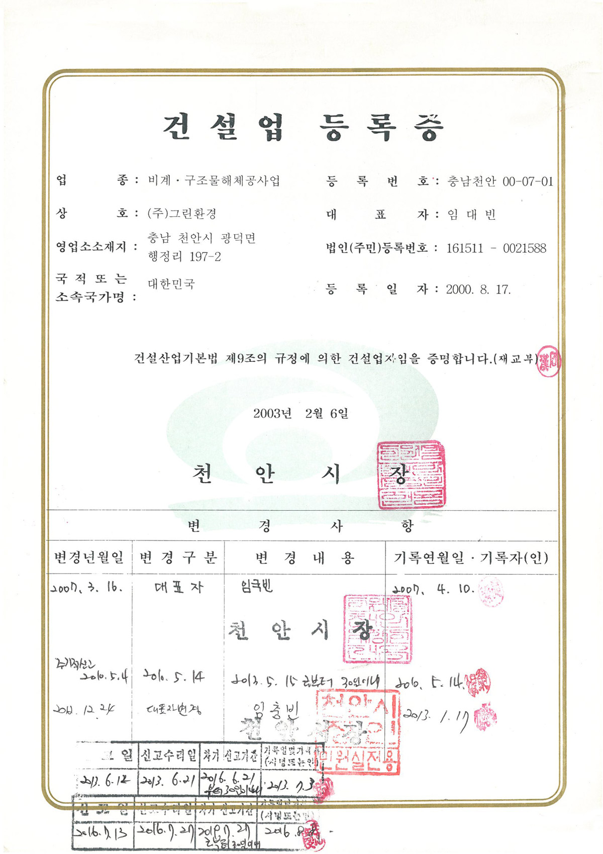 비계 · 구조물해체공사업